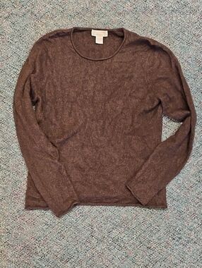 Simply Cashmere Brown Cashmere Crewneck Sweater Lrg.